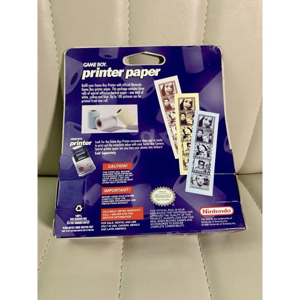 NEW Sealed Game boy Color PRINTER PAPER 3 ROLLS refill carton box by Nintendo